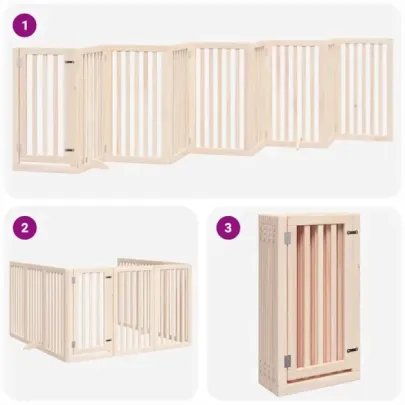 Poartă Pliabilă Câini Lemn Plop - 450 cm - Livrare Gratuită