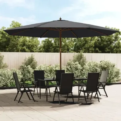 Umbrelă de soare de grădină stâlp din lemn - negru - 400x273 cm