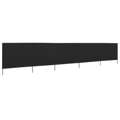 Paravan Anti-Vânt 5 Panouri Negru 600x120 cm | Textil