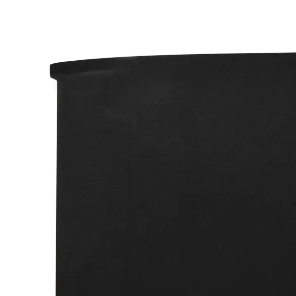 Paravan Anti-Vânt Negru 6 Panouri Textil | 800x120 cm