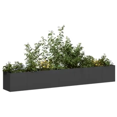 Jardinier Oțel Laminat Negru 280x40x40 cm - Livrare Gratuită