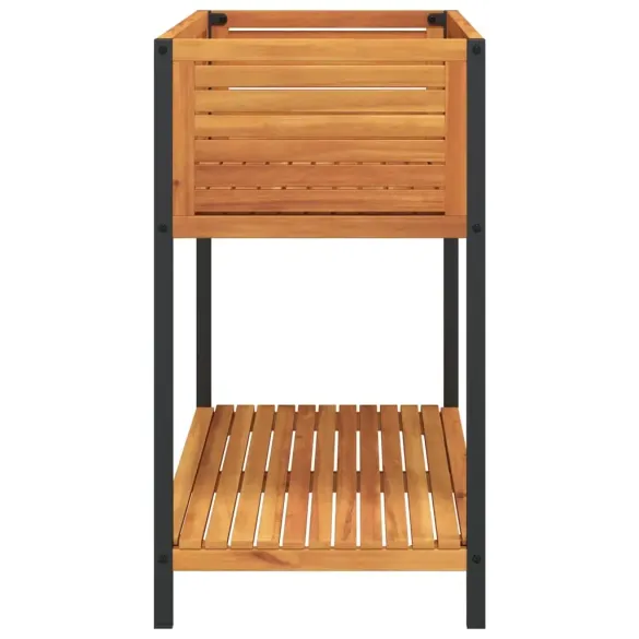 Jardinieră Grădină cu Raft Lemn Acacia și Oțel 110x45x80cm