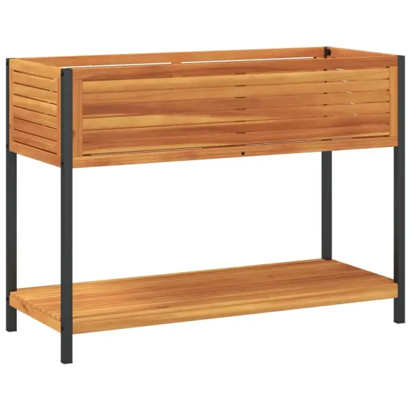 Jardinieră Grădină cu Raft Lemn Acacia și Oțel 110x45x80cm