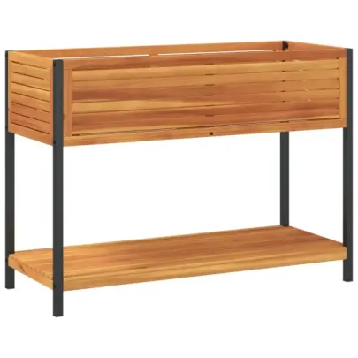 Jardinieră Grădină cu Raft Lemn Acacia și Oțel 110x45x80cm