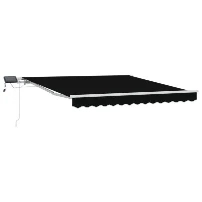Marchiză manuală retractabilă cu LED neagră 300x250 cm