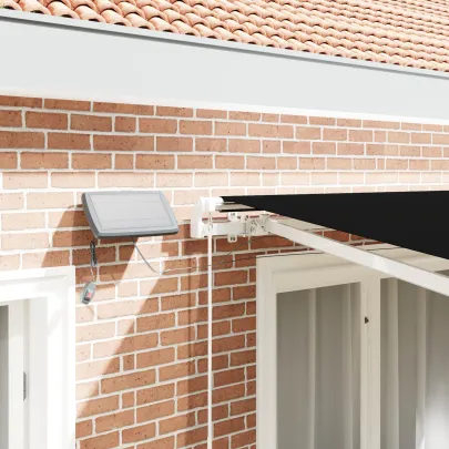 Marchiză manuală retractabilă cu LED neagră 300x250 cm