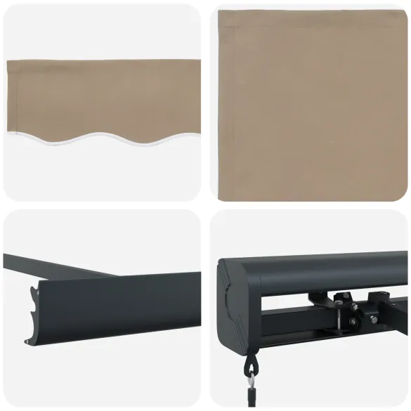 Marchiză Retractabilă Bej 300x250 cm - Cadru Rezistent | vidaXL