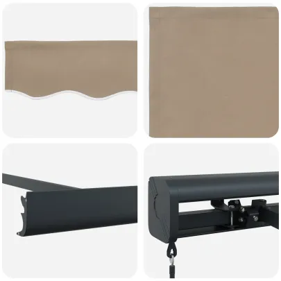 Marchiză Retractabilă Bej 300x250 cm - Cadru Rezistent | vidaXL