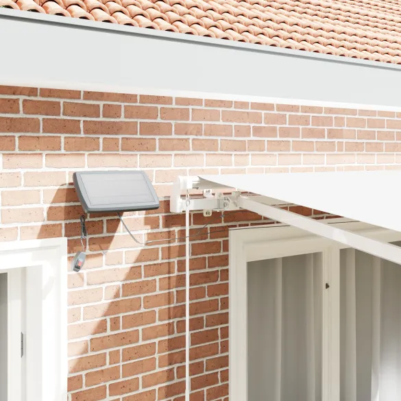 Copertină Retractabilă Manuală cu LED 300x250 cm Alb | vidaXL