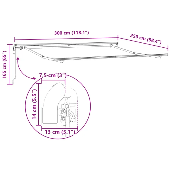 Marciză Automată Retractabilă Gri 300x250 cm - Material Înlocuire