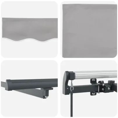 Marcheza Retractabilă Manuală cu LED 300x250 cm Gri Deschis