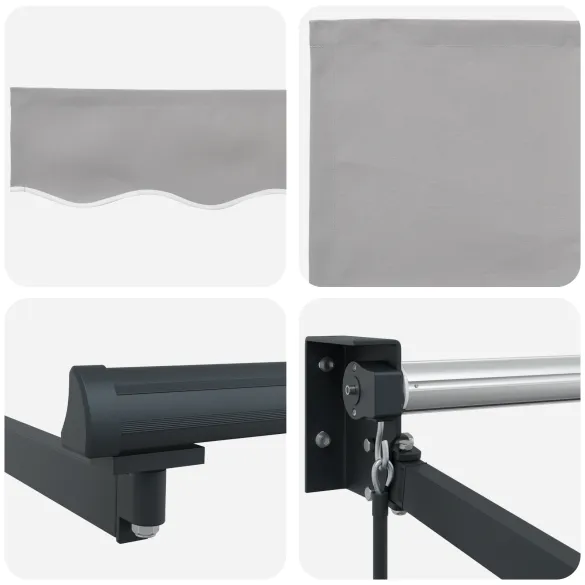 Marchiză Retractabilă Manuală Gri 300x250 cm - Material Umbră