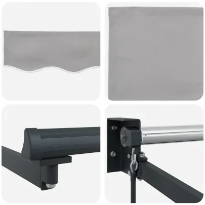 Marchiză Retractabilă Manuală Gri 300x250 cm - Material Umbră