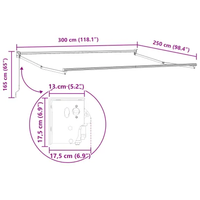 Marchiză Retractabilă Manuală Gri 300x250 cm - Material Umbră