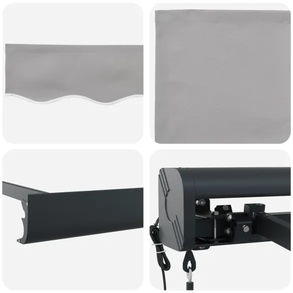 Material marchiză automată gri 300x250 cm - vidaXL