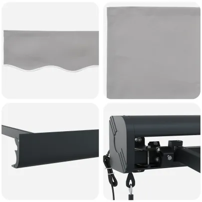 Material marchiză automată gri 300x250 cm - vidaXL