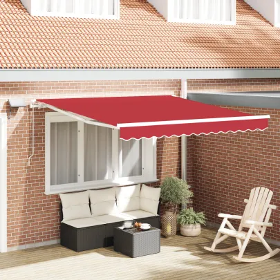 Marchiză Manuală Retractabilă cu LED Roșie 300x250 cm
