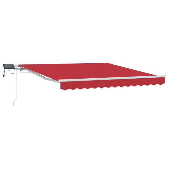 Marchiză Manuală Retractabilă cu LED Roșie 300x250 cm