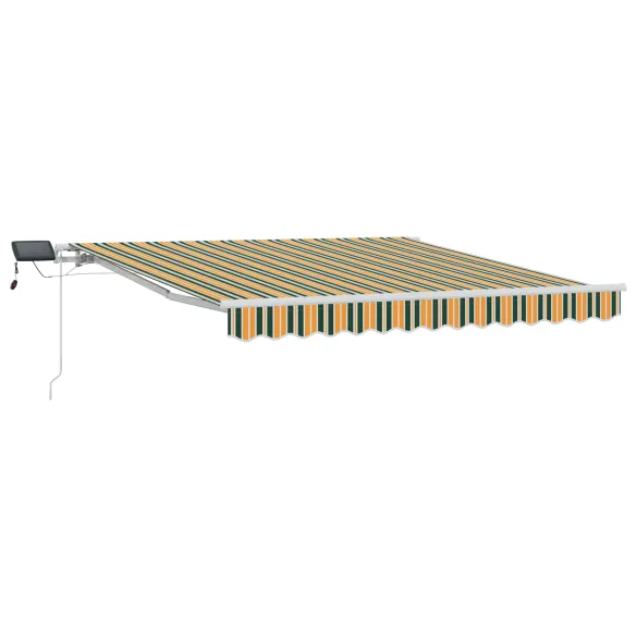 Marchiză Retractabilă Manuală cu LED 300x250 cm - Verde/Galben