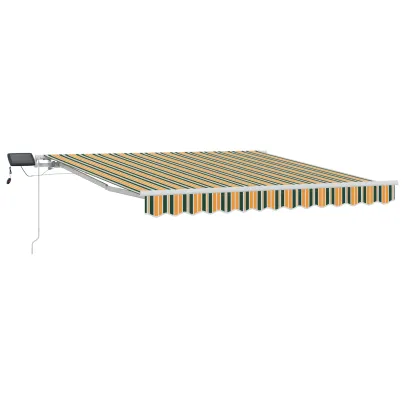 Marchiză Retractabilă Manuală cu LED 300x250 cm - Verde/Galben