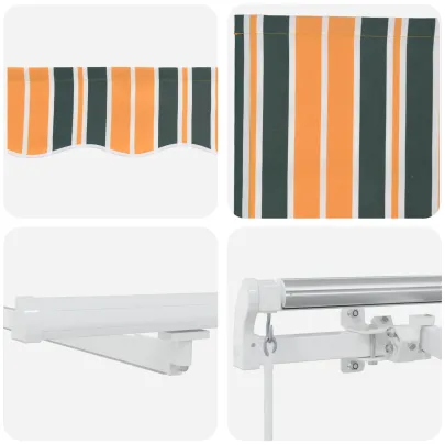 Marchiză Retractabilă Manuală cu LED 300x250 cm - Verde/Galben