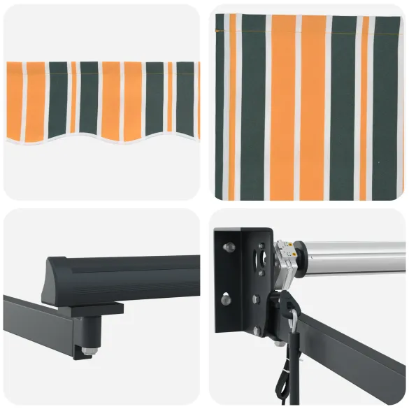 Marchiză retractabilă Verde și Galben 300x250 cm - Ușoară și rezistentă