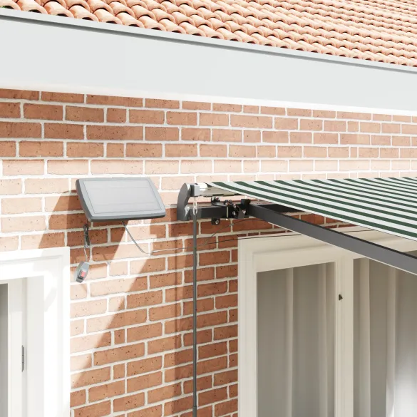 Marchiză Retractabilă Manuală cu LED Verde-Alb 300x250 cm