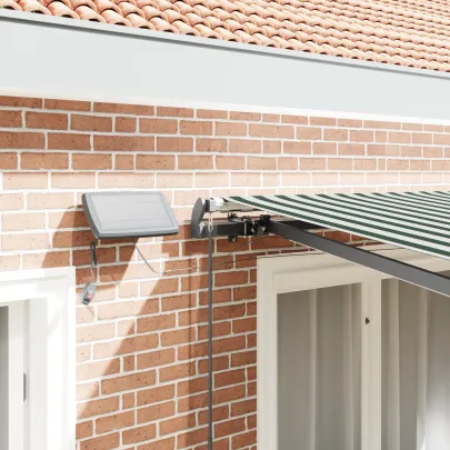 Marchiză Retractabilă Manuală cu LED Verde-Alb 300x250 cm