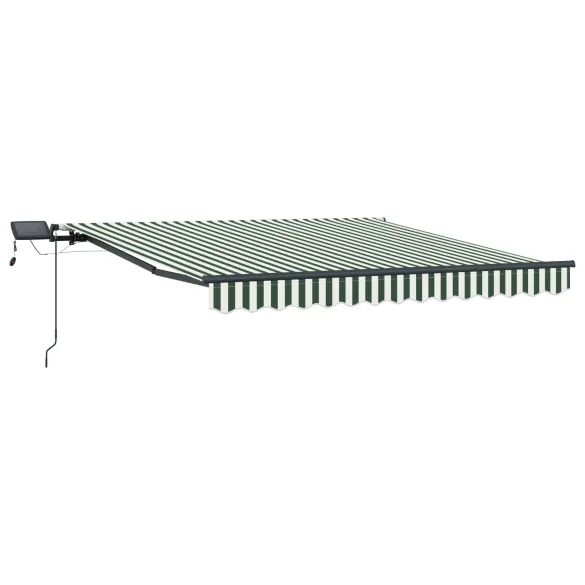 Marchiză Retractabilă Manuală cu LED Verde-Alb 300x250 cm