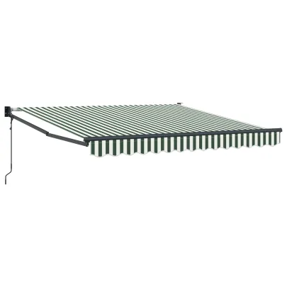 Marchiză Retractabilă Verde-Alb 300x250 cm - Material Umbră