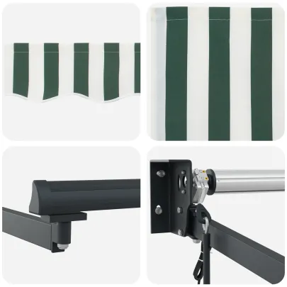 Marchiză Retractabilă Verde-Alb 300x250 cm - Material Umbră