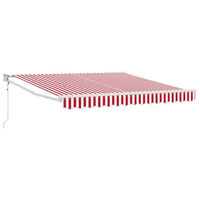 Marchiză Retractabilă Roșie cu Dungi 350x250 cm - Umbră Exterioară