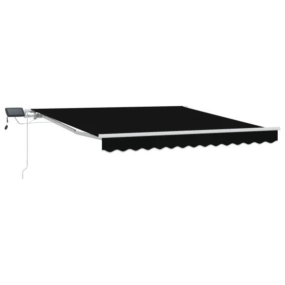 Marchiză Retractabilă Manuală cu LED Neagră 350x250 cm - Fabric pentru Înlocuirea Marchizei  pentru Cadru de 3.5x2.5 m Negru