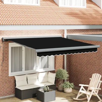 Marchiză Retractabilă Neagră 350x250 cm - Acrilic Rezistent