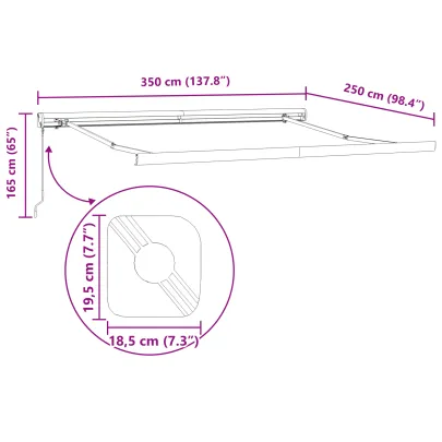 Marchiză Retractabilă Neagră 350x250 cm - Acrilic Rezistent
