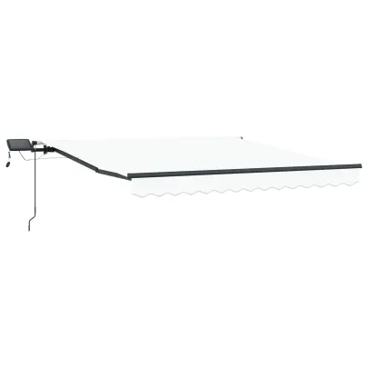 Marchiză Manuală Retractabilă LED 350x250 cm Alb | vidaXL