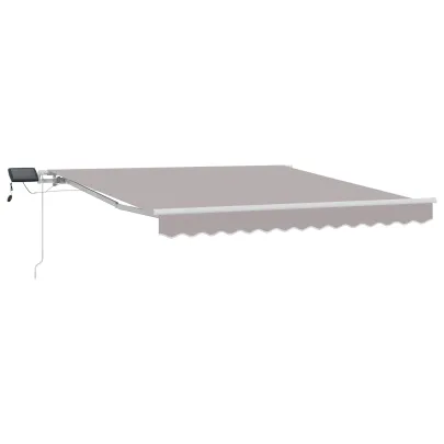 Marchiză Manuală Retractabilă cu LED, 350x250 cm, Gri Deschis