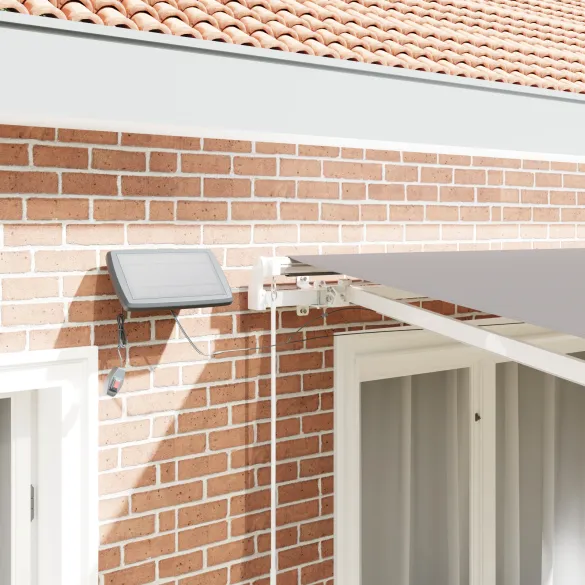 Marchiză Manuală Retractabilă cu LED, 350x250 cm, Gri Deschis