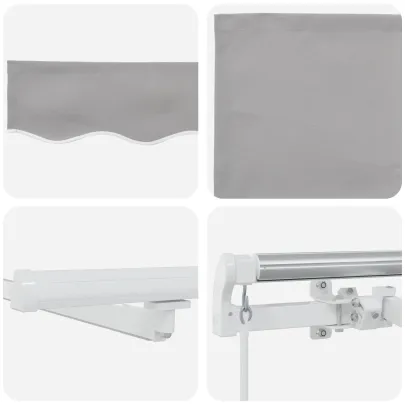 Marchiză Manuală Retractabilă cu LED, 350x250 cm, Gri Deschis