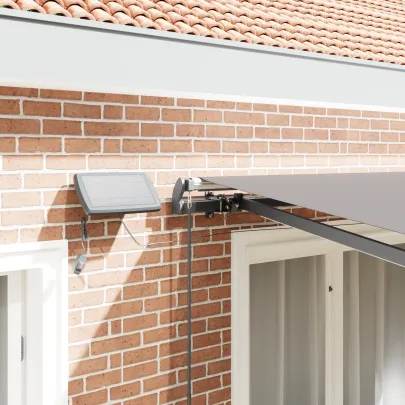 Marchiză retractabilă manuală cu LED Gri 350x250 cm - vidaXL