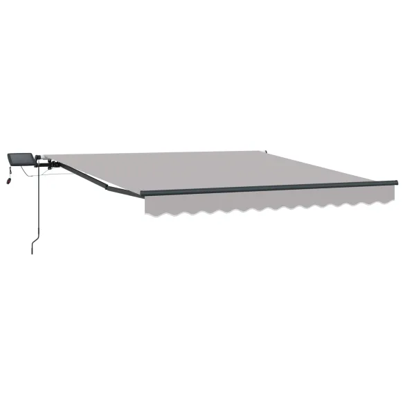 Marchiză retractabilă manuală cu LED Gri 350x250 cm - vidaXL