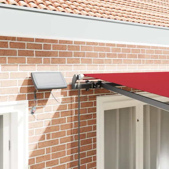 Marchiză Manuală Retractabilă cu LED Roșie 350x250 cm | vidaXL