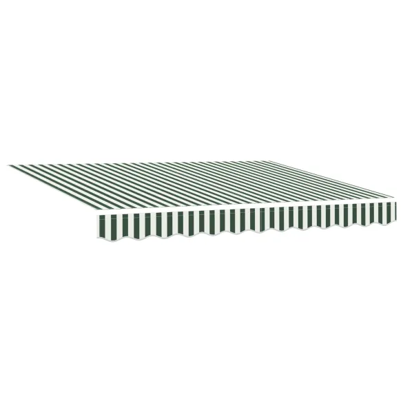 Marchiză Manuală Retractabilă Verde-Albă 350x250 cm | vidaXL