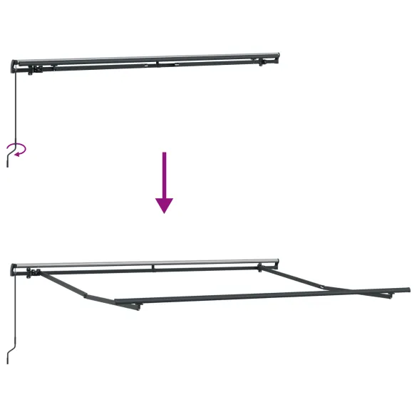 Marchiză Manuală Retractabilă Verde-Albă 350x250 cm | vidaXL