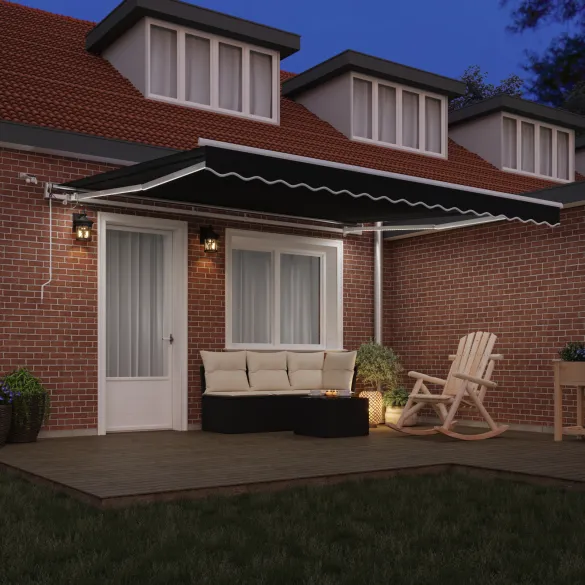 Marchiză Automată LED 4x3m Negru - Material Înlocuire | vidaXL