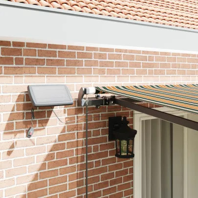 Marchiză Retractabilă Manuală cu LED 4x3 m - Verde și Galben