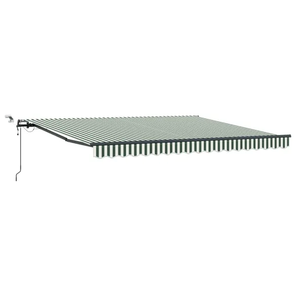 Marchiză Automată Retractabilă LED 400x300 cm Verde-Alb