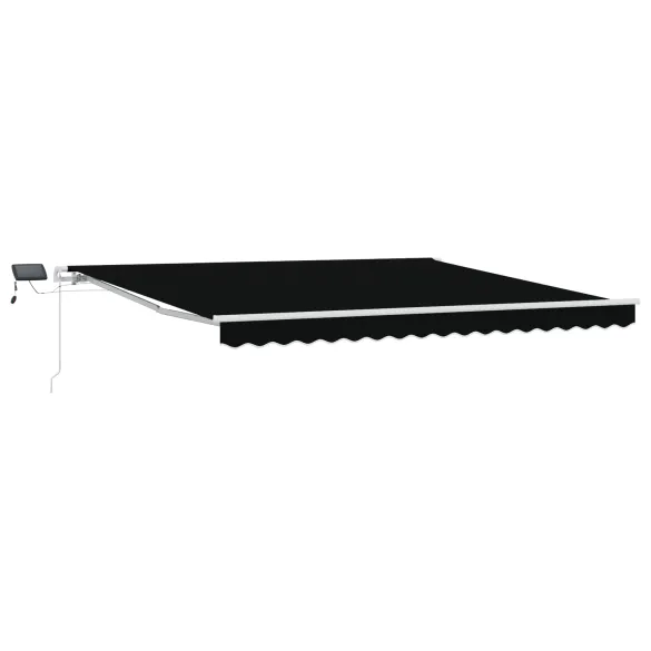 Marchiză Retractabilă cu LED 4x3.5m Negru - Protecție Solară