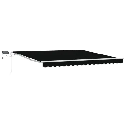 Marchiză Retractabilă cu LED 4x3.5m Negru - Protecție Solară