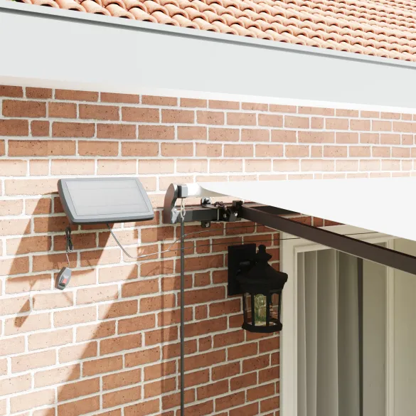 Marchiză Manuală Retractabilă cu LED 4x3.5m Alb | vidaXL